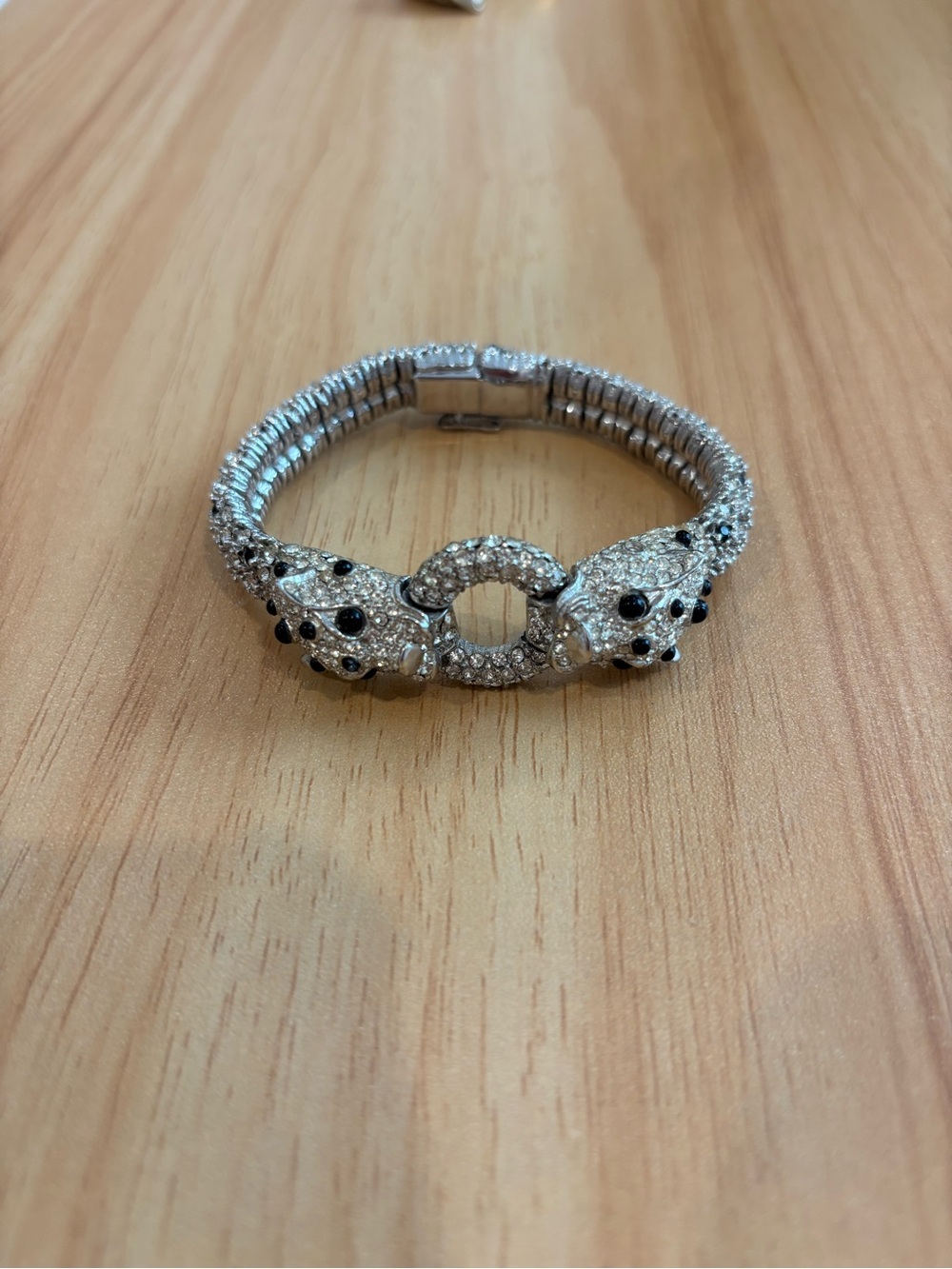 Ciner Signed Panther Jaguar Collier Bracelet All Pave Set Rhinestones